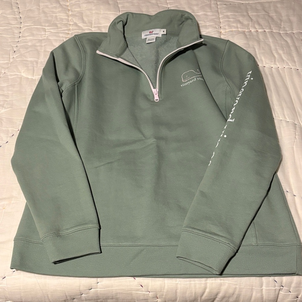 Vineyard Vines Sage Green Half-Zip Hoodie